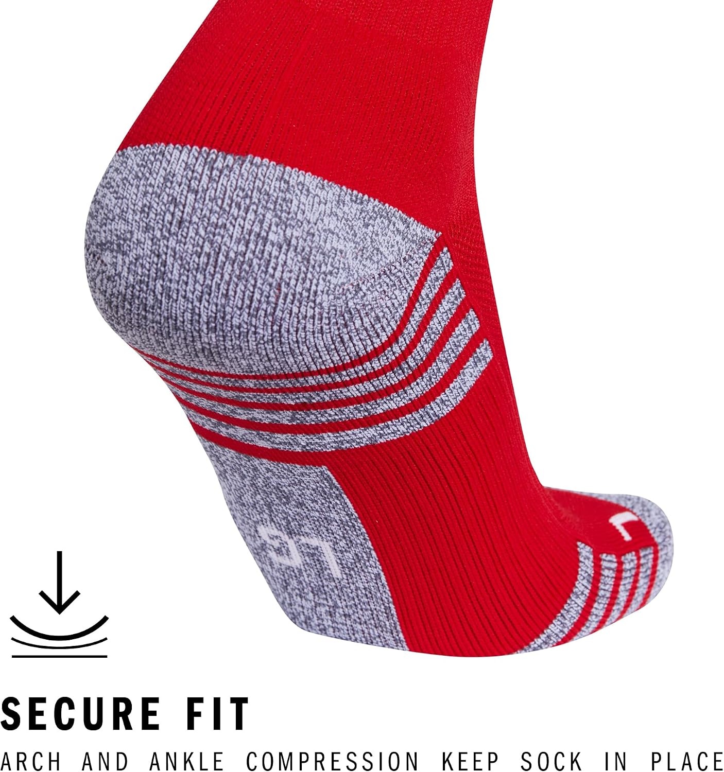 image:imageadidas Unisex Team Speed Soccer Socks or Calf Sleeves 1 Pair OvertheCalfTeam Power RedWhite4Sock