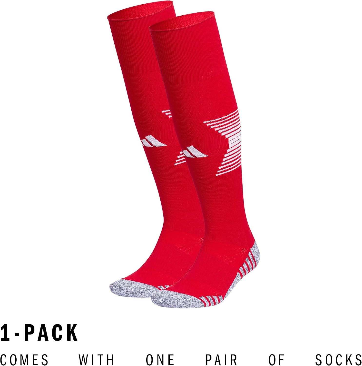 image:imageadidas Unisex Team Speed Soccer Socks or Calf Sleeves 1 Pair OvertheCalfTeam Power RedWhite4Sock