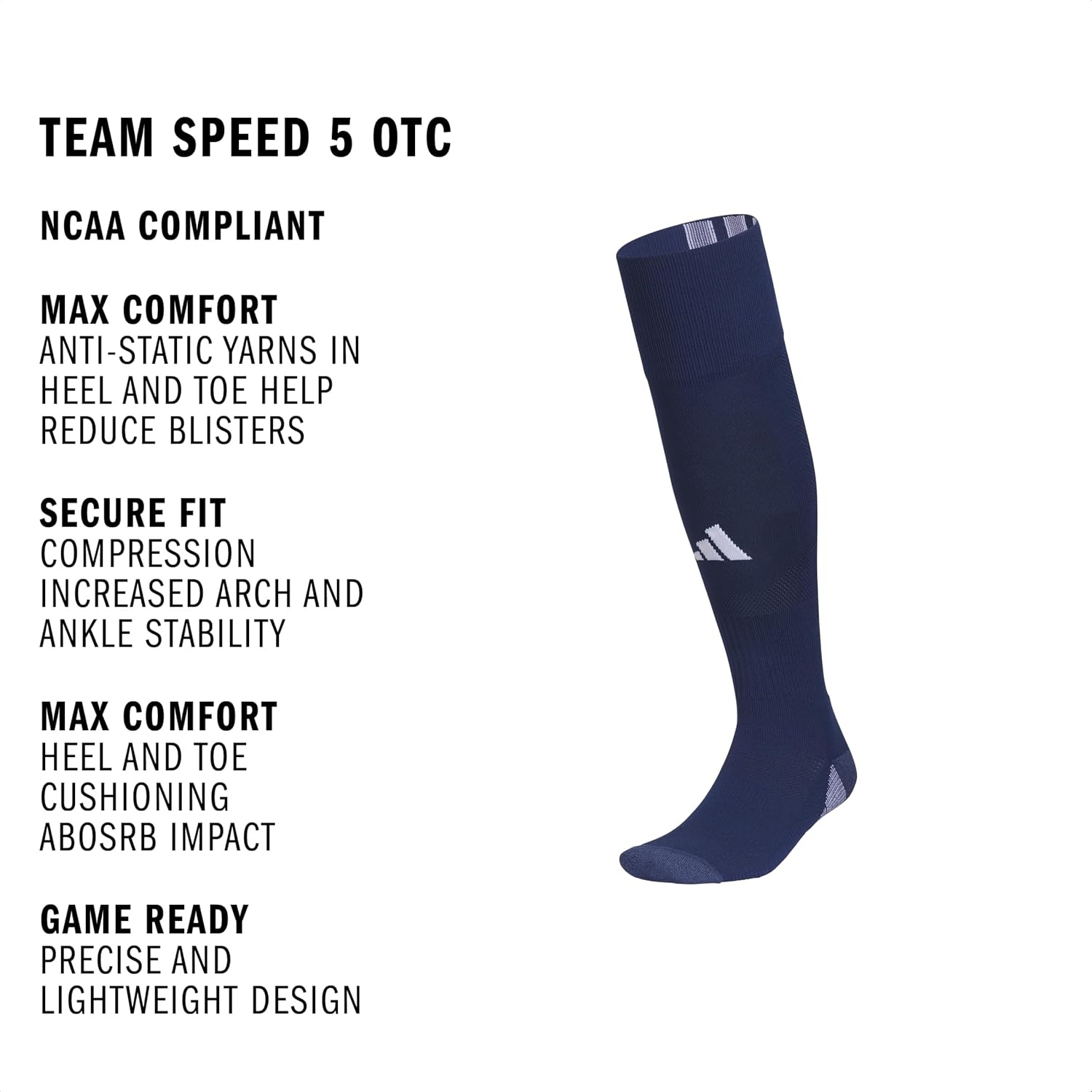 image:imageadidas Unisex Team Speed Soccer Socks or Calf Sleeves 1 Pair OvertheCalfTeam Power RedWhite5Sock