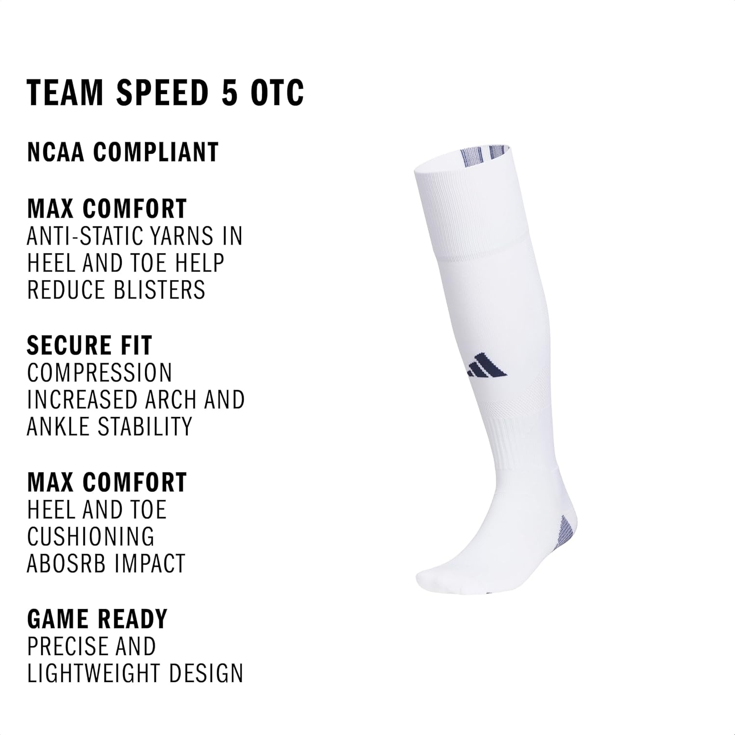 image:imageadidas Unisex Team Speed Soccer Socks or Calf Sleeves 1 Pair OvertheCalfTeam Royal BlueWhite5Sock