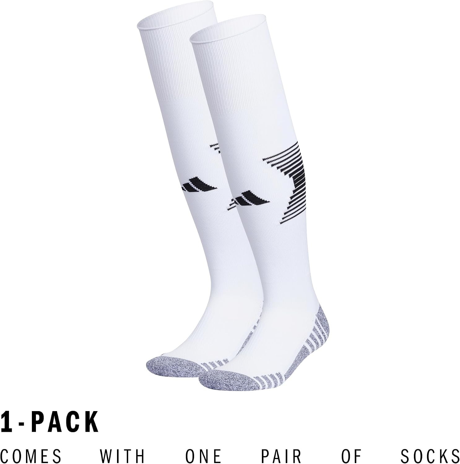 image:imageadidas Unisex Team Speed Soccer Socks or Calf Sleeves 1 Pair OvertheCalfWhiteBlack4Sock