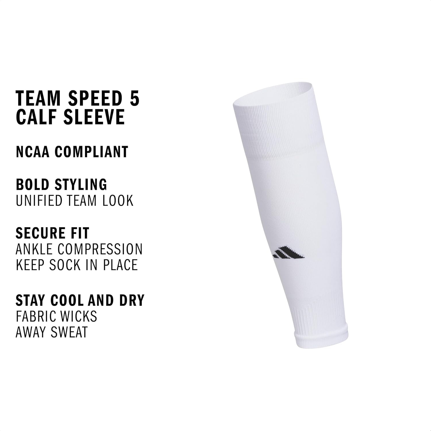image:imageadidas Unisex Team Speed Soccer Socks or Calf Sleeves 1 Pair OvertheCalfWhiteBlack5Sleeve