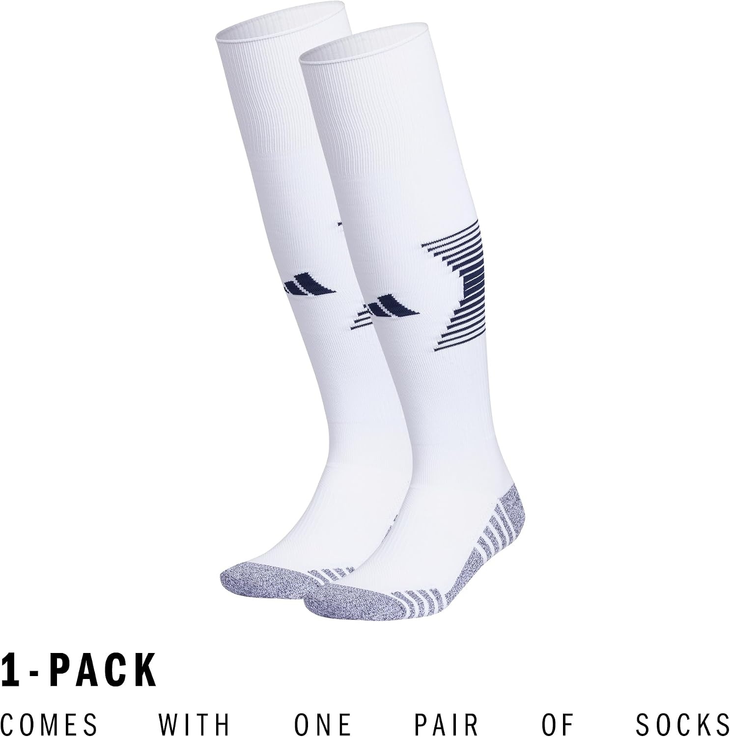 image:imageadidas Unisex Team Speed Soccer Socks or Calf Sleeves 1 Pair OvertheCalfWhiteTeam Navy Blue4Sock