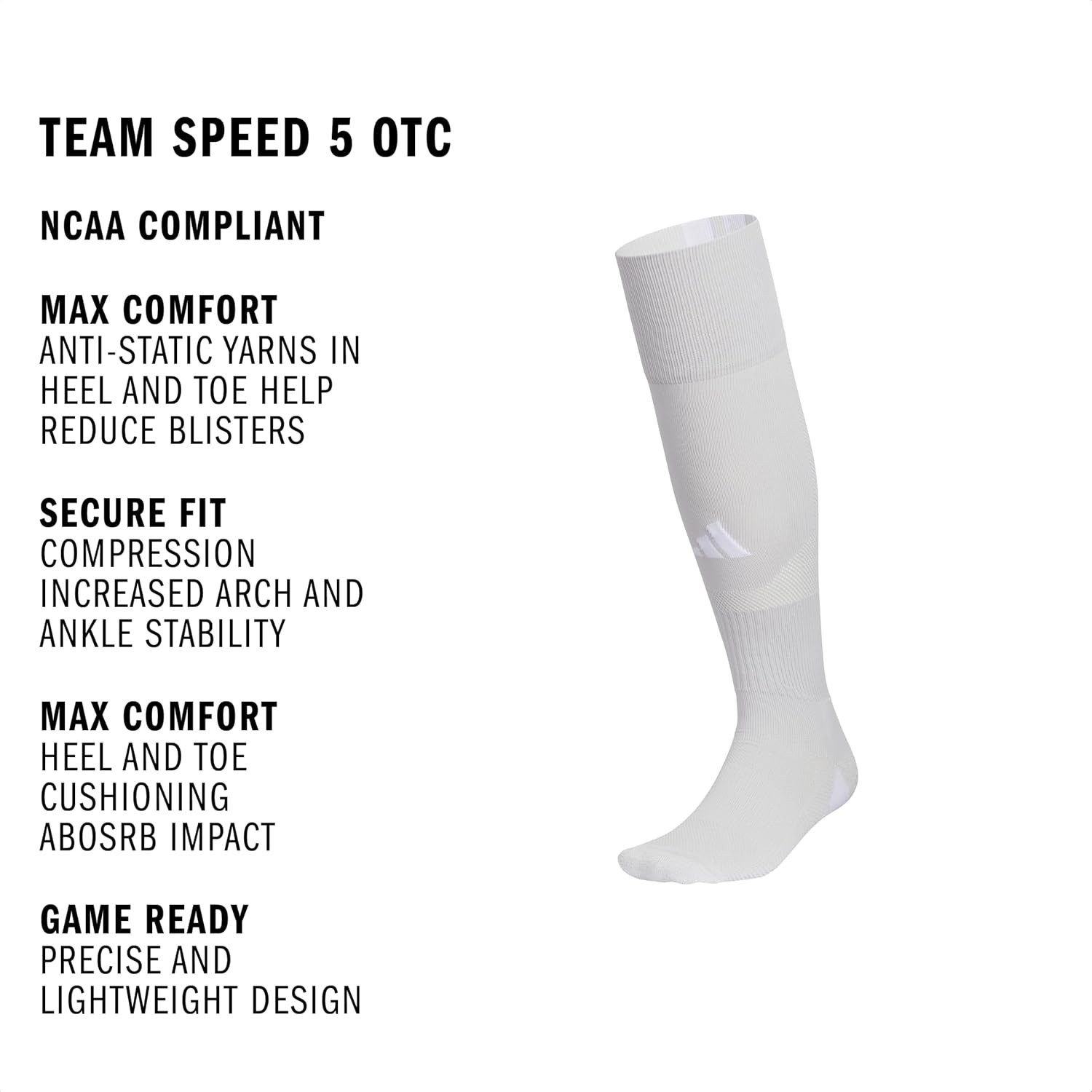 image:imageadidas Unisex Team Speed Soccer Socks or Calf Sleeves 1 Pair OvertheCalfWhiteTeam Power Red 25Sock