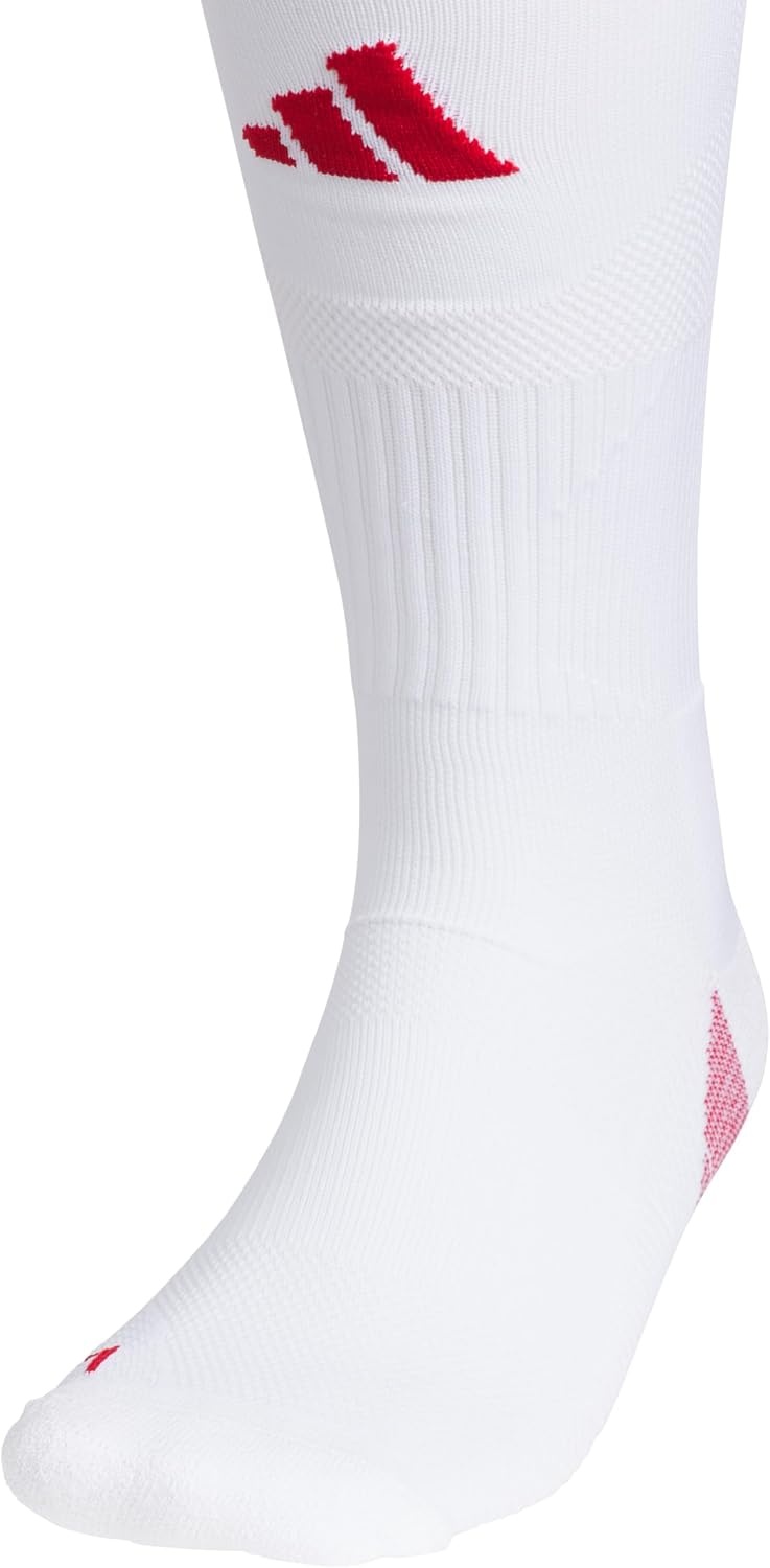 image:imageadidas Unisex Team Speed Soccer Socks or Calf Sleeves 1 Pair OvertheCalfWhiteTeam Power Red 25Sock