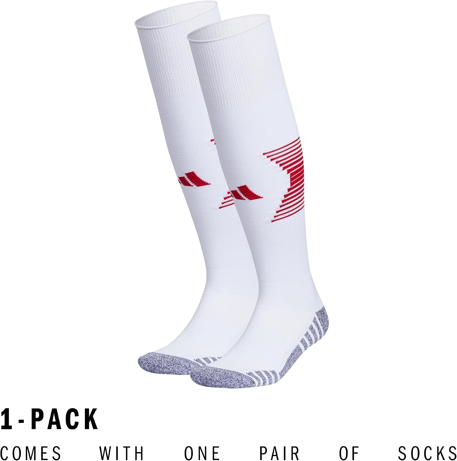 image:imageadidas Unisex Team Speed Soccer Socks or Calf Sleeves 1 Pair OvertheCalfWhiteTeam Power Red4Sock