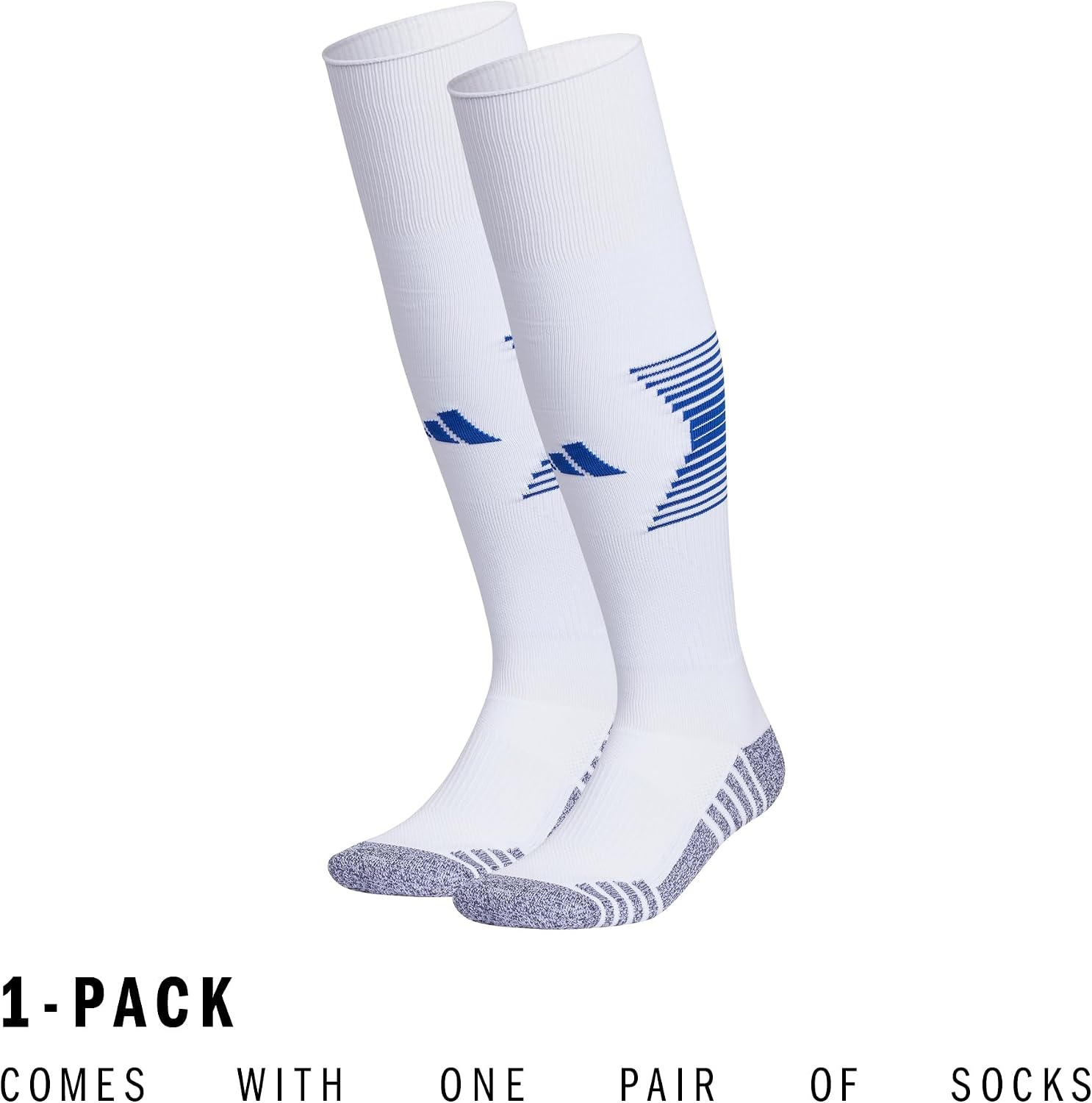 image:imageadidas Unisex Team Speed Soccer Socks or Calf Sleeves 1 Pair OvertheCalfWhiteTeam Royal Blue4Sock