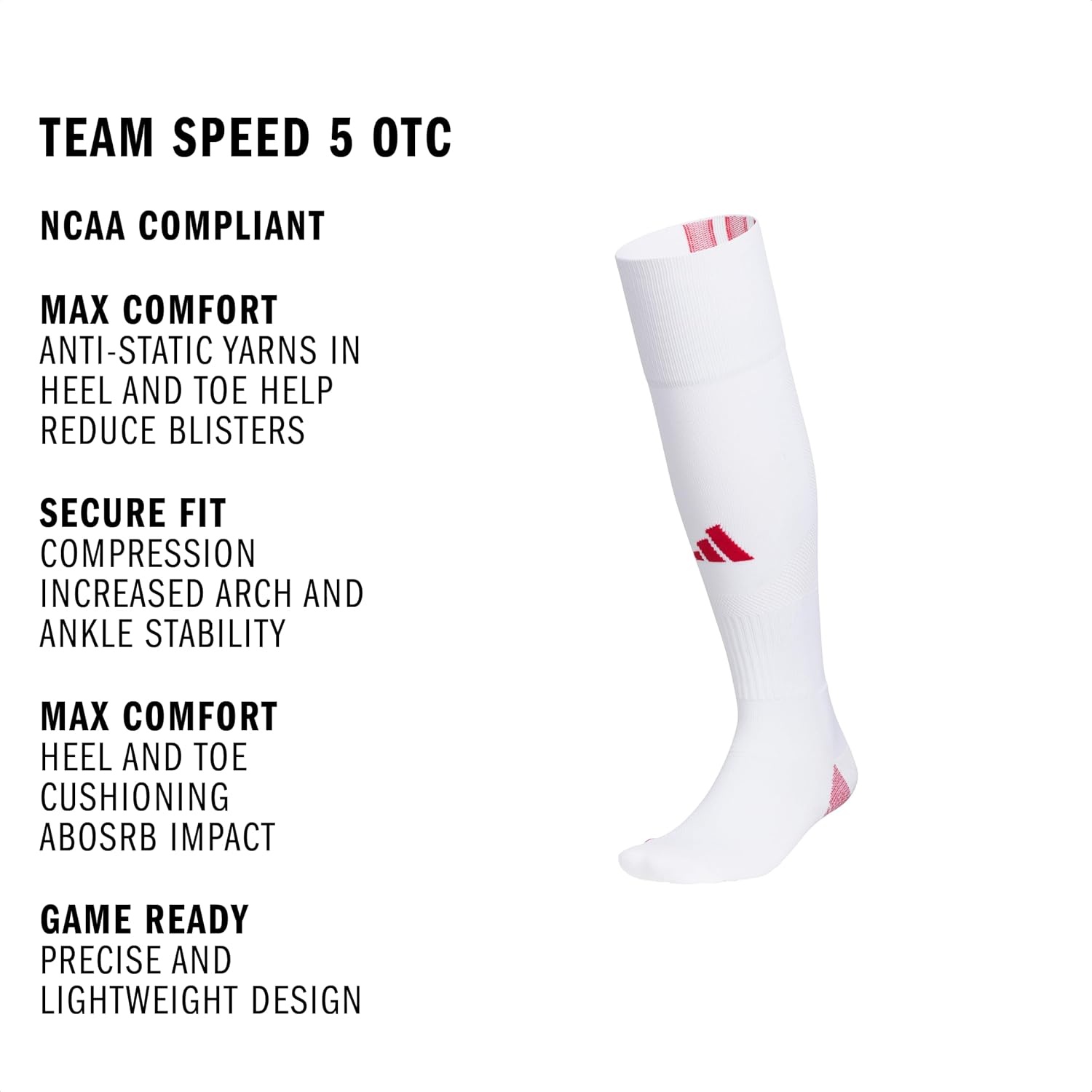 image:imageadidas Unisex Team Speed Soccer Socks or Calf Sleeves 1 Pair OvertheCalfWhiteTeam Royal Blue5Sock