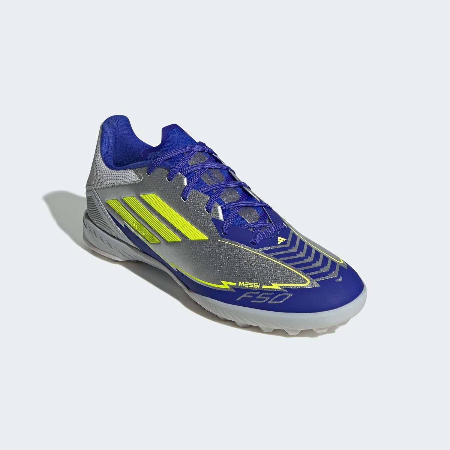 image:imageadidas UnisexAdult F50 League TurfSilver Metallic Solar Yellow Lucid Blue