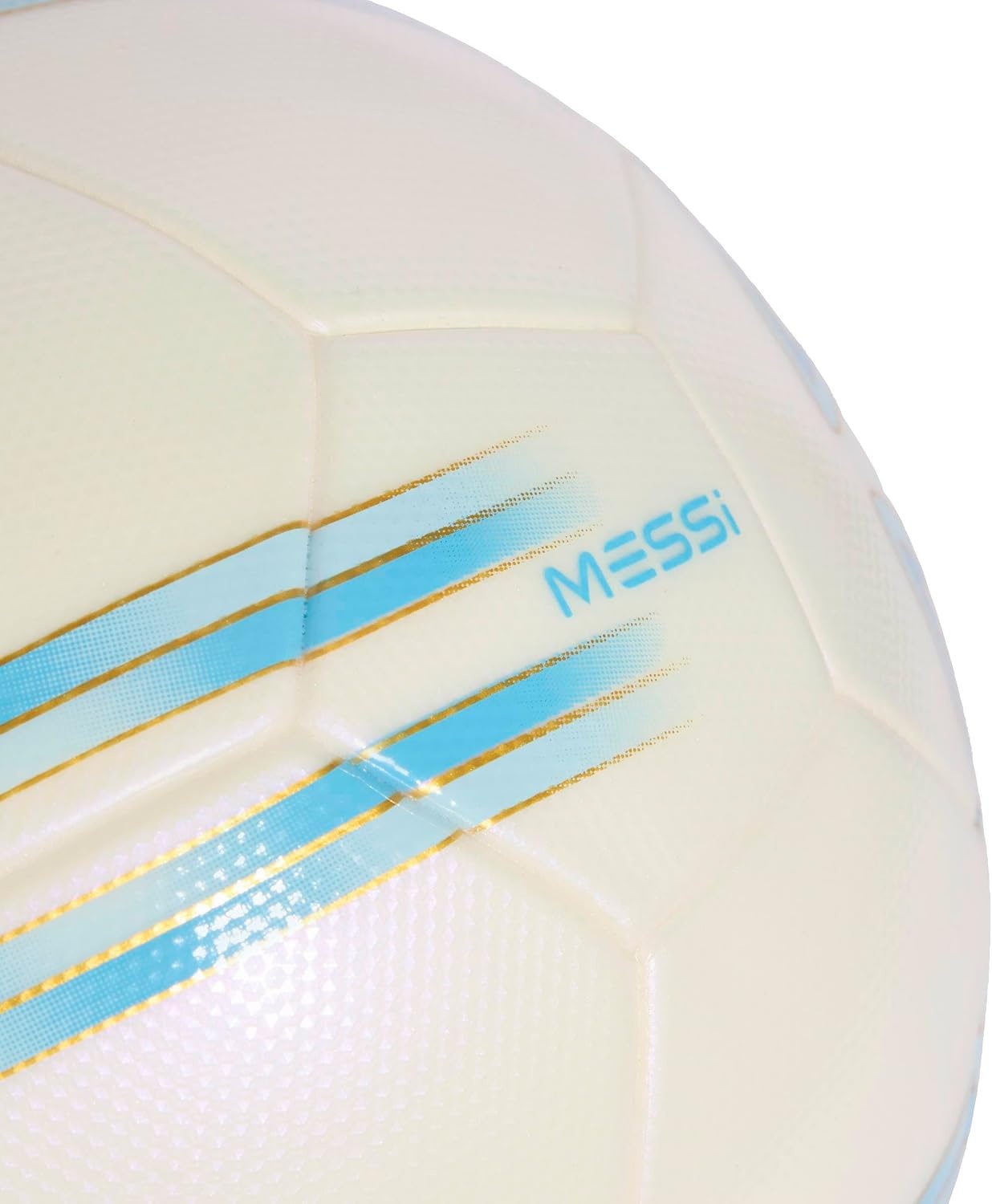 image:imageadidas UnisexAdult Messi League Soccer BallIvorySemi Blue BurstIcey BlueGold Metallic