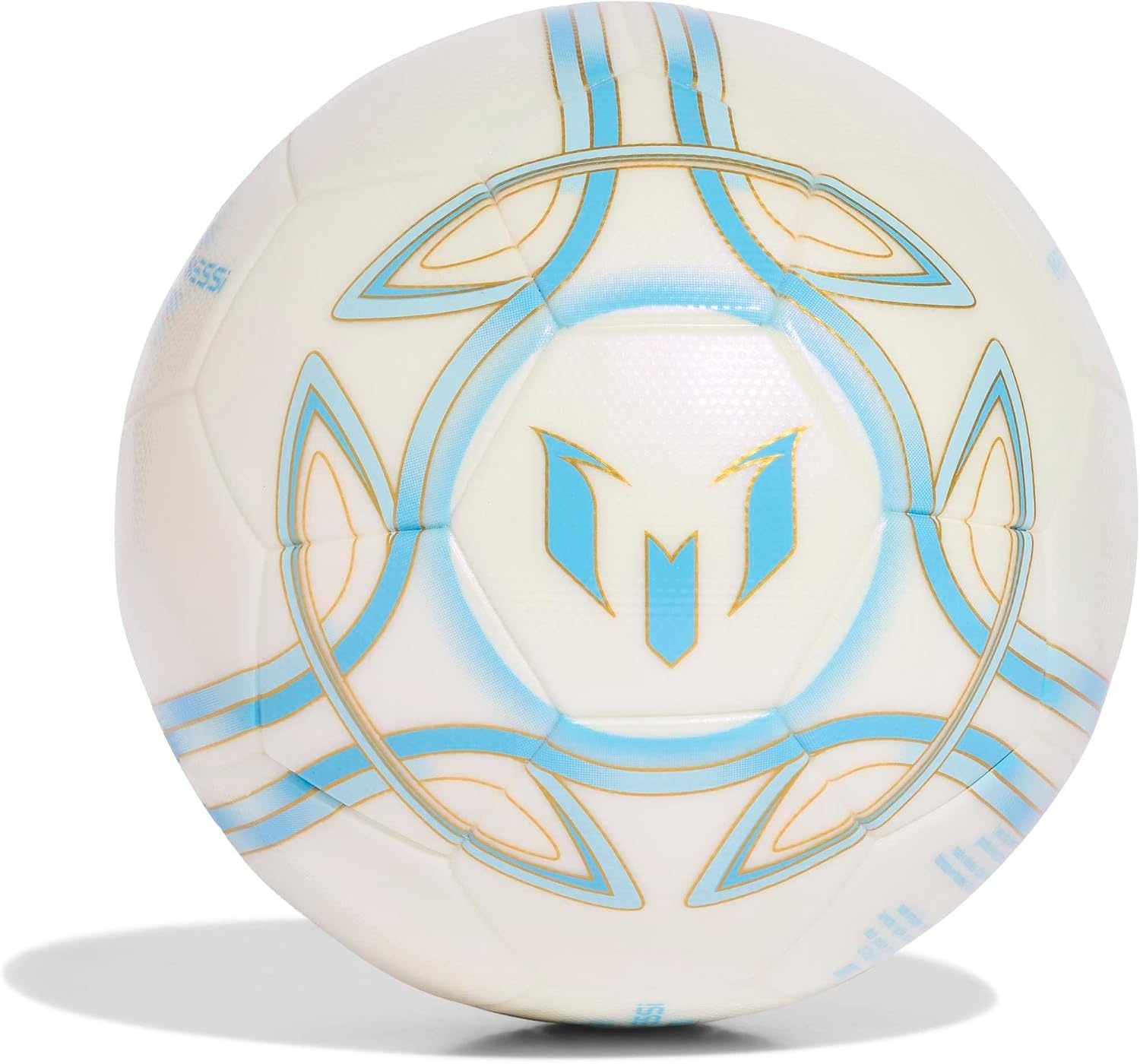 image:imageadidas UnisexAdult Messi League Soccer BallIvorySemi Blue BurstIcey BlueGold Metallic