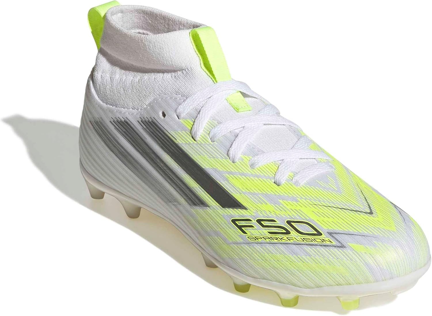 image:imageadidas UnisexChild F50 Sparkfusion League Mid Cut Firm GroundArti SneakerWhiteIron MetallicYellow