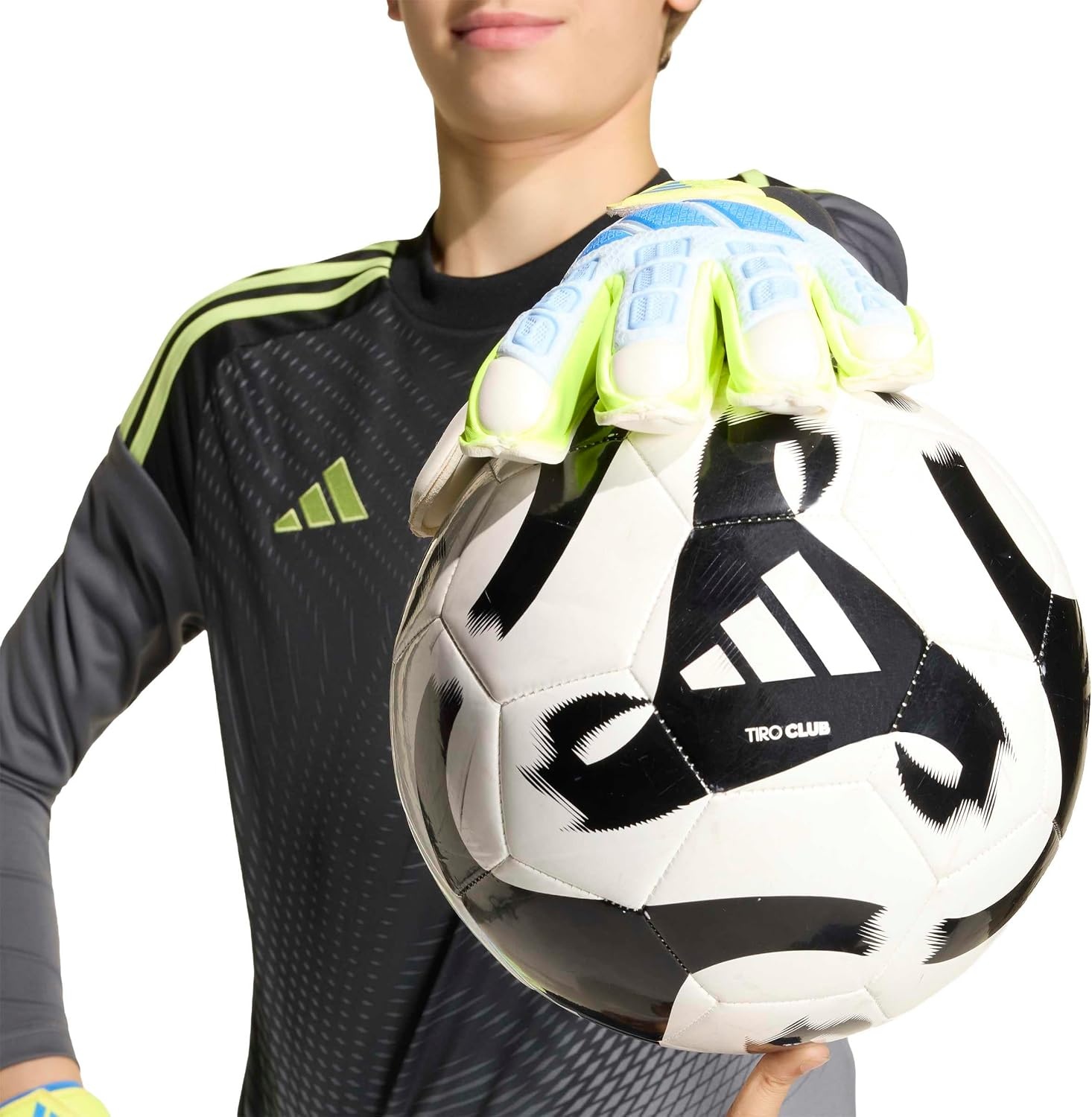 image:imageadidas UnisexKids Match Predator Fingersave Goalie Soccer GlovesCrystal SkyRay BlueSolar Yellow