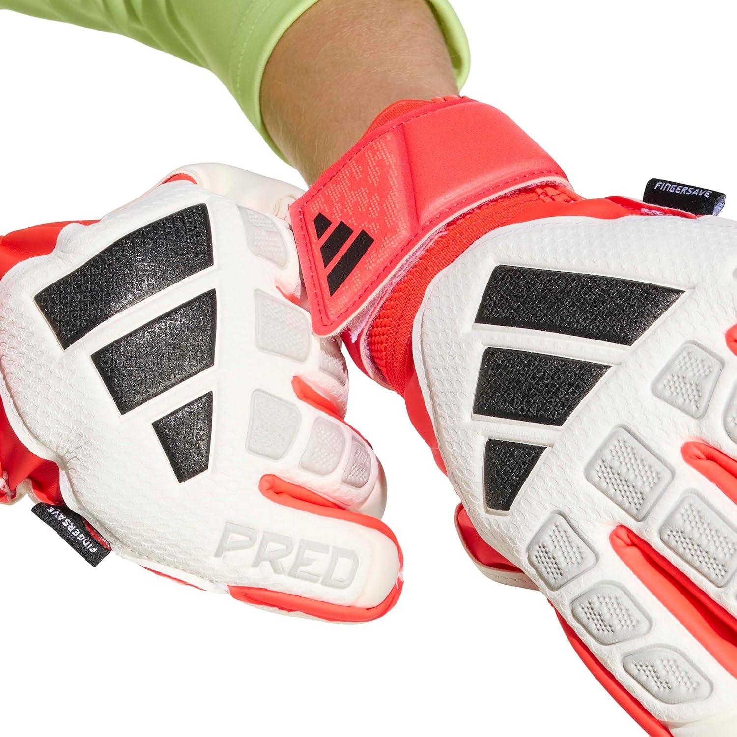 image:imageadidas UnisexKids Match Predator Fingersave Goalie Soccer GlovesWhiteLucid RedBlack