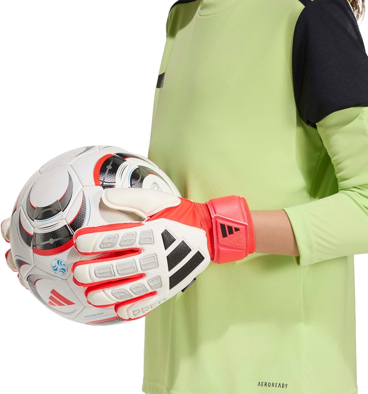 image:imageadidas UnisexKids Match Predator Fingersave Goalie Soccer GlovesWhiteLucid RedBlack