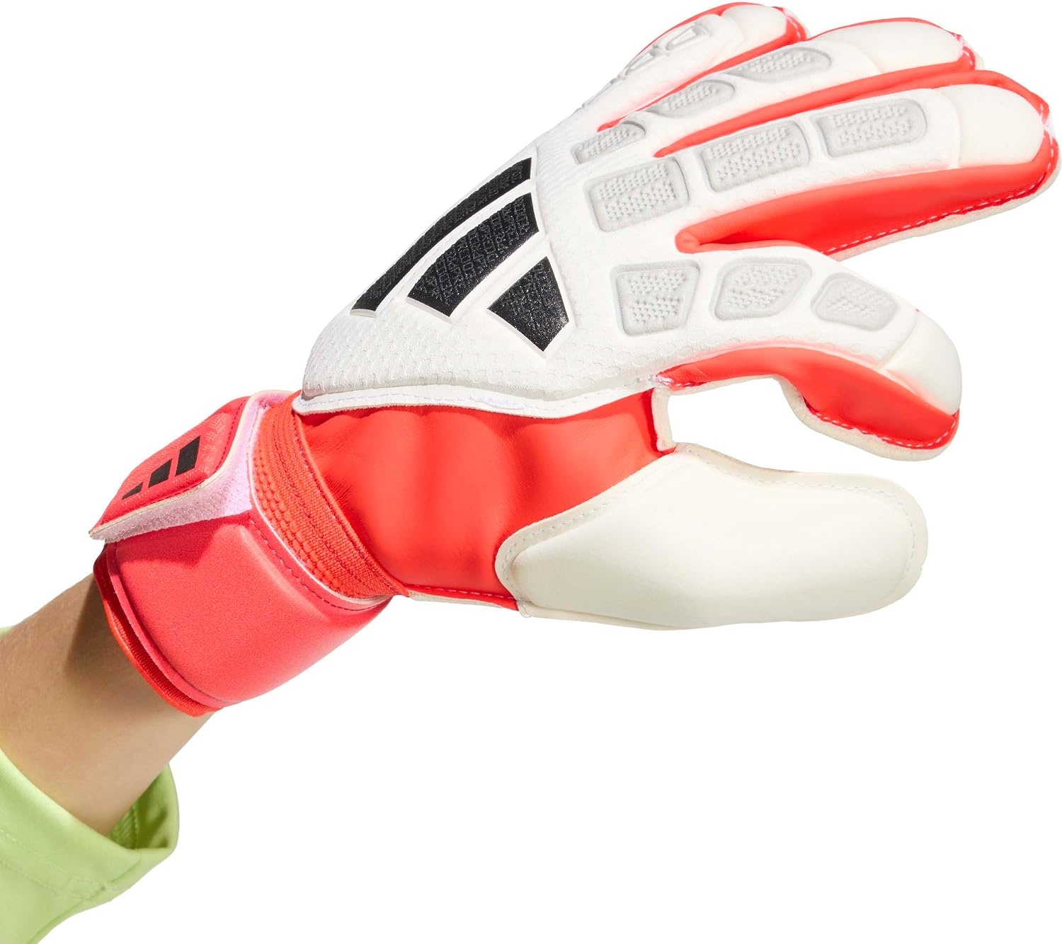 image:imageadidas UnisexKids Match Predator Fingersave Goalie Soccer GlovesWhiteLucid RedBlack