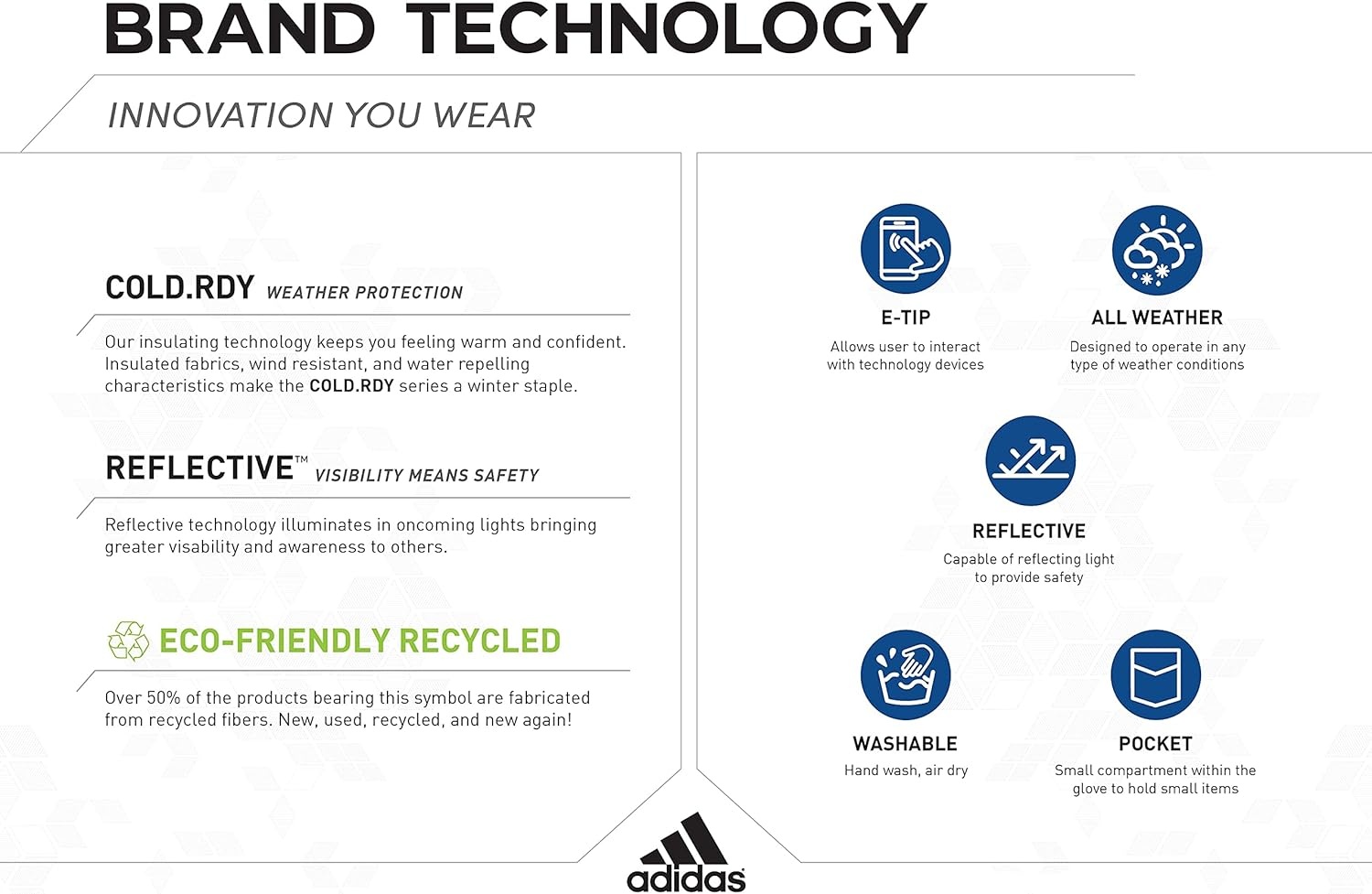 image:imageadidas Winter Performance Voyager 20 or GLORY Reflective Gloves with Multiple Touchscreen Conductivity Points BlackVoyager 20 BlackGray