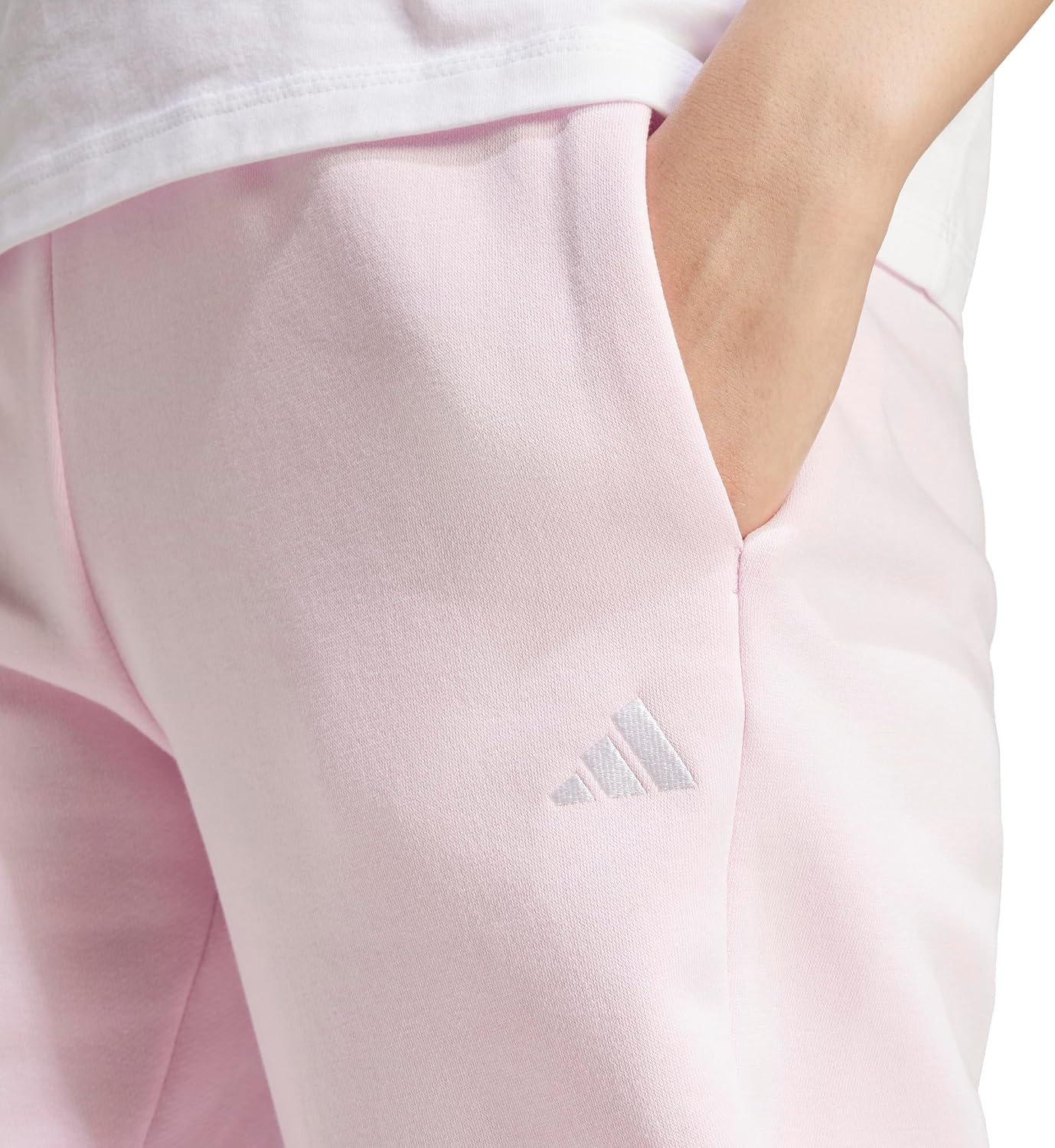 image:imageadidas Womens Essentials Small Logo FeelCozy Open Hem PantsClear PinkWhite