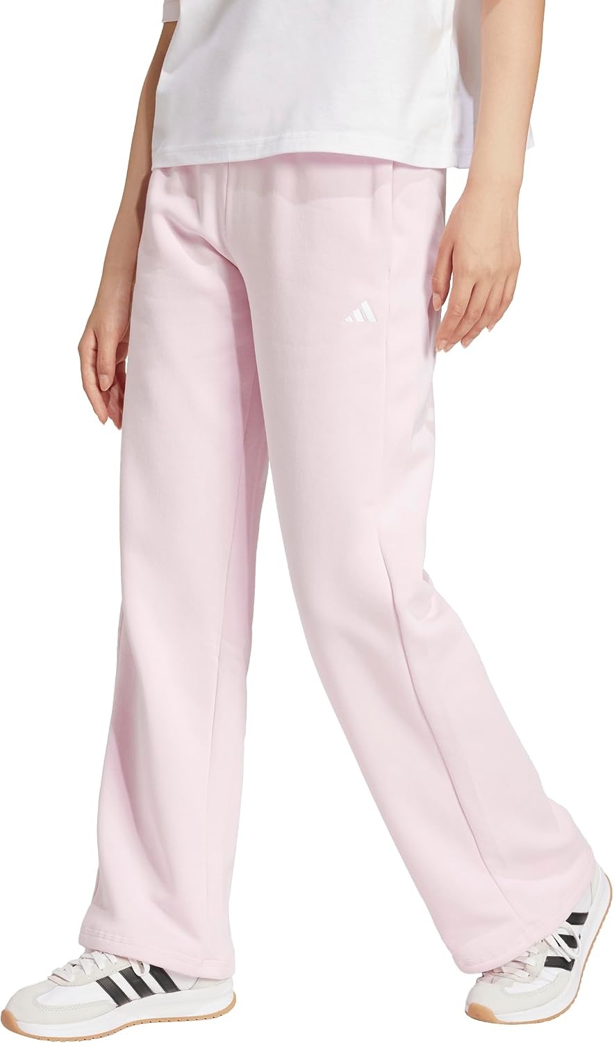 image:imageadidas Womens Essentials Small Logo FeelCozy Open Hem PantsClear PinkWhite