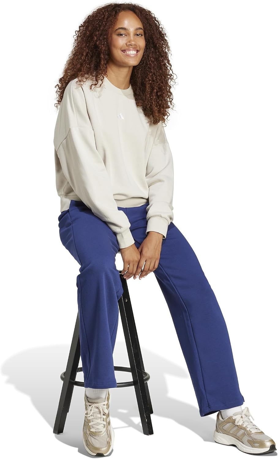 image:imageadidas Womens Essentials Small Logo FeelCozy Open Hem PantsDark BlueWhite
