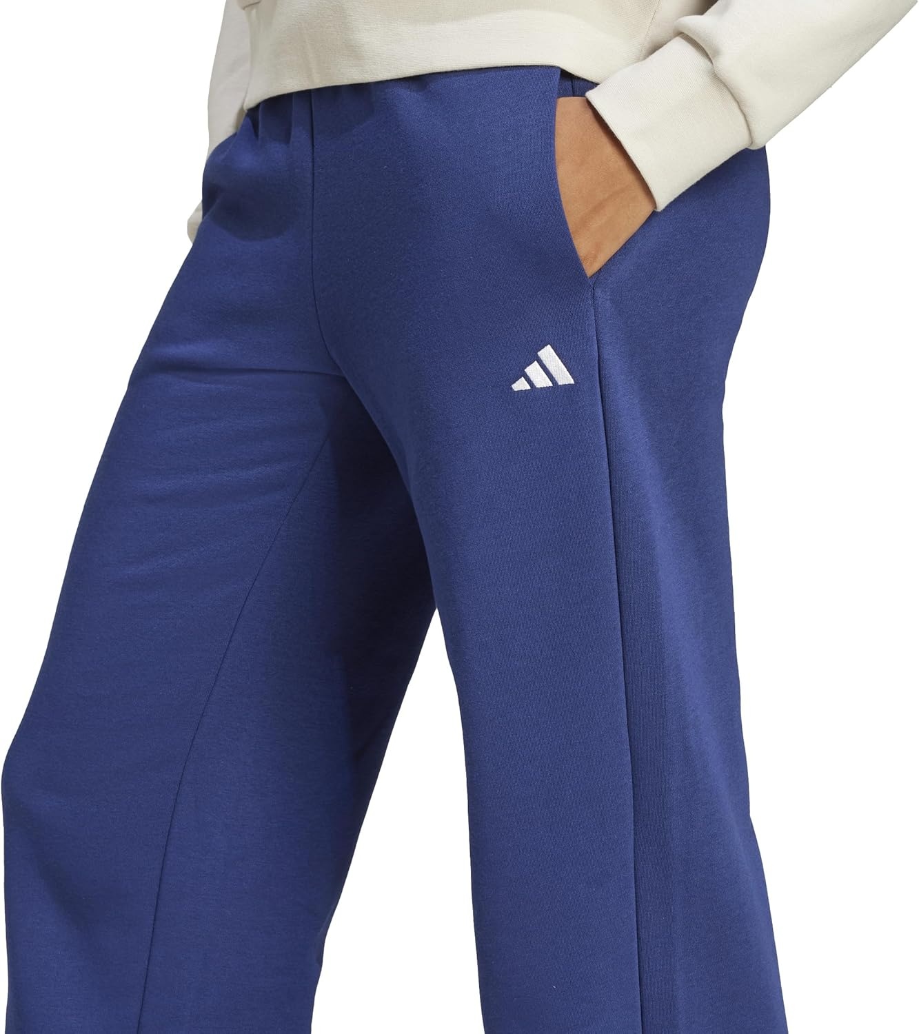 image:imageadidas Womens Essentials Small Logo FeelCozy Open Hem PantsDark BlueWhite