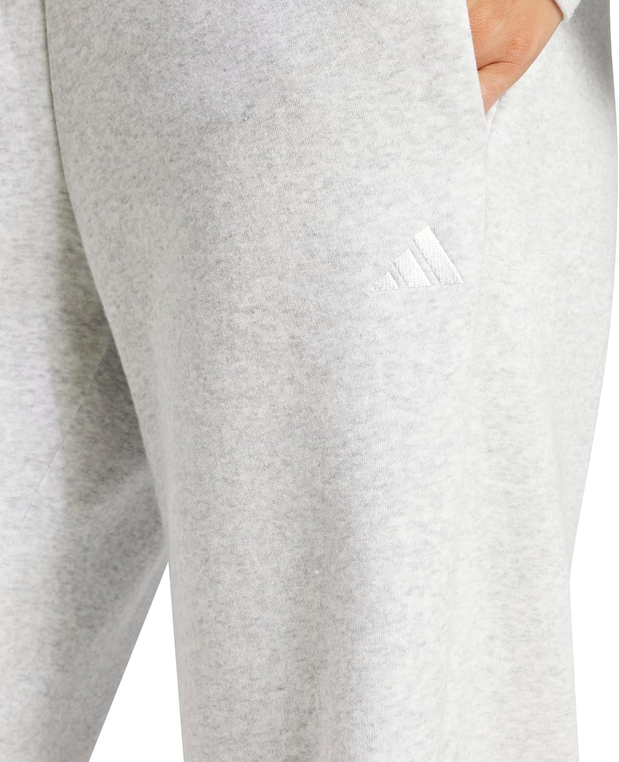 image:imageadidas Womens Essentials Small Logo FeelCozy Open Hem PantsLight Grey HeatherWhite