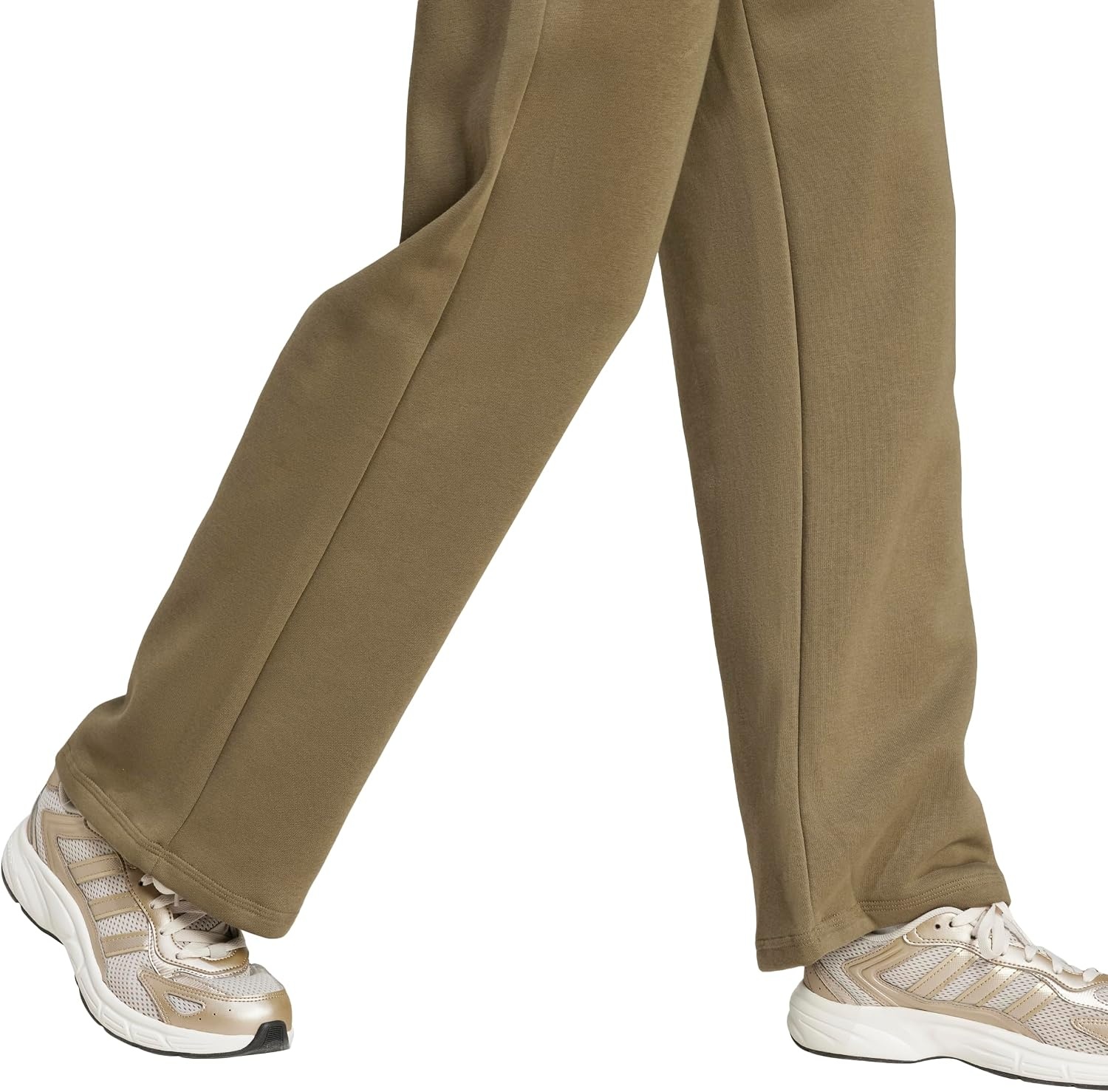 image:imageadidas Womens Essentials Small Logo FeelCozy Open Hem PantsOlive StrataWhite
