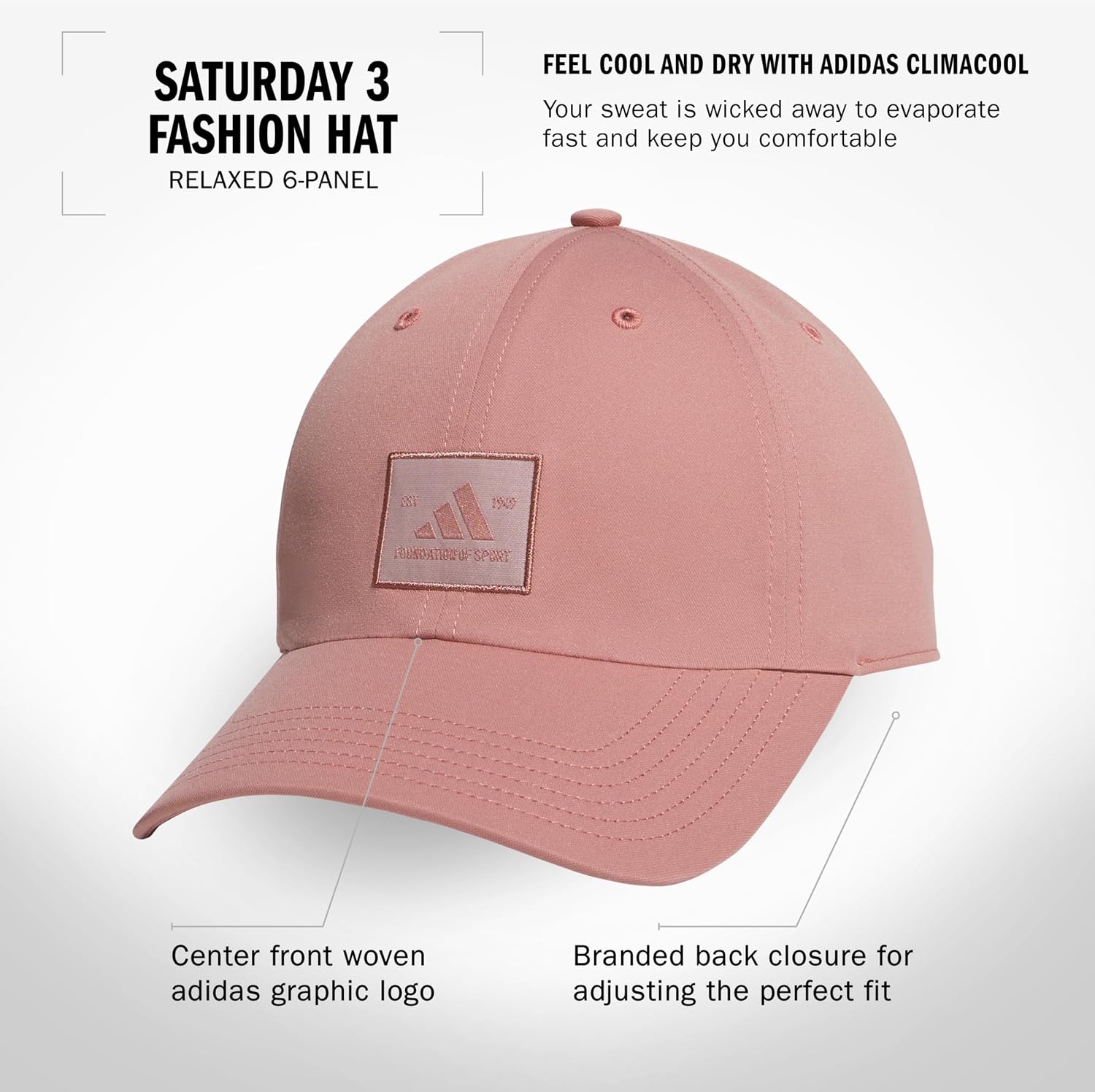 image:imageadidas Womens Saturday 2 HatWarm Clay PinkWhiteFashion3