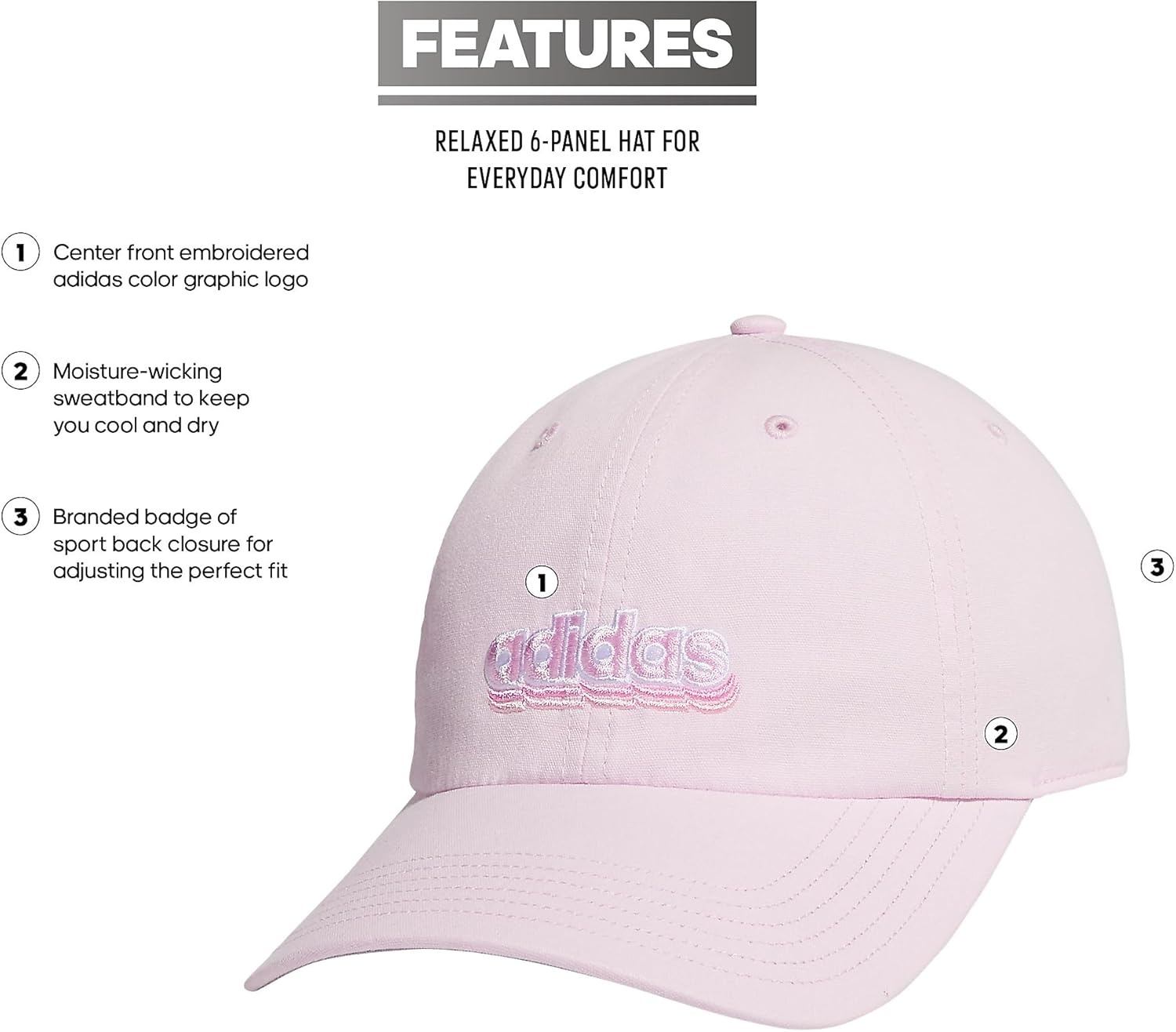 image:imageadidas Womens Saturday 20 Graphic HatClear PinkWhiteBliss Pink20Graphic