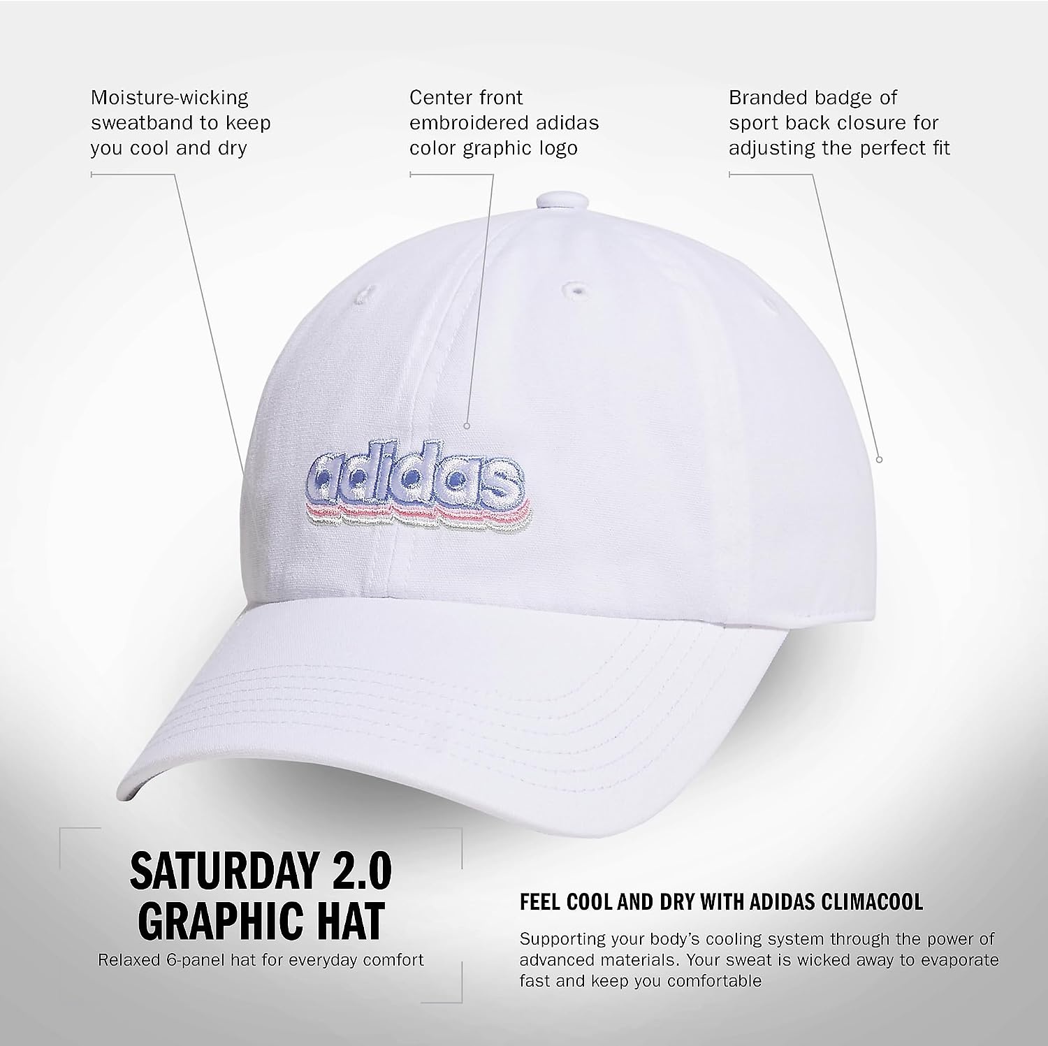 image:imageadidas Womens Saturday 20 Graphic HatWhiteLinen GreenSemi Pink Spark20Graphic