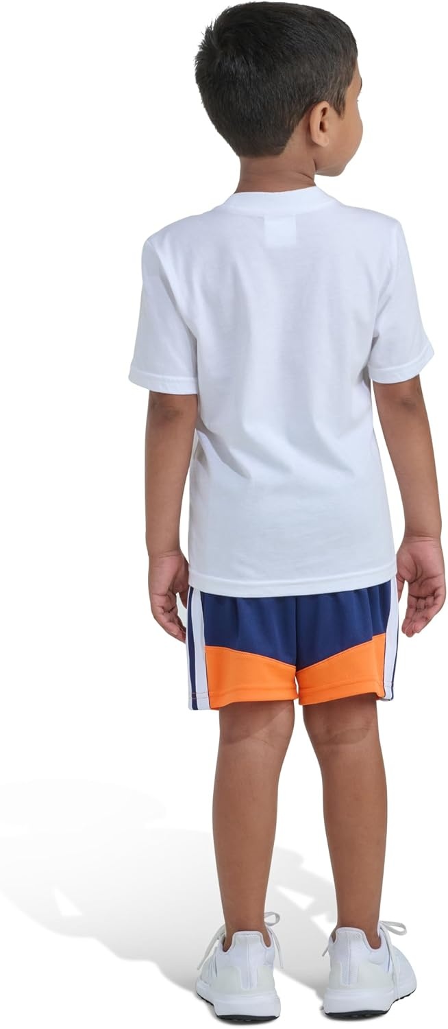 image:imageadidas boys TwoPiece Short Sleeve Tee amp Elastic Waistband Short SetWhite