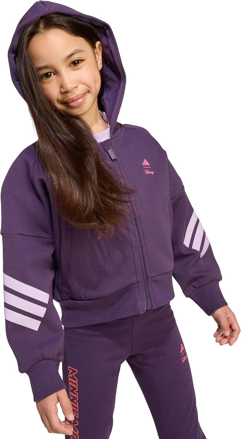 image:imageadidas girls Disney Minnie Mouse Track TopAurora PlumPowder PlumLucid Pink
