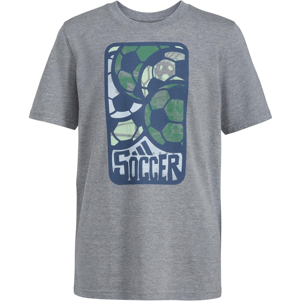 image:imageAdidas Boys Short Sleeve TShirt Sports Graphic Tee ShirtCharcoal Grey Soccer Ball
