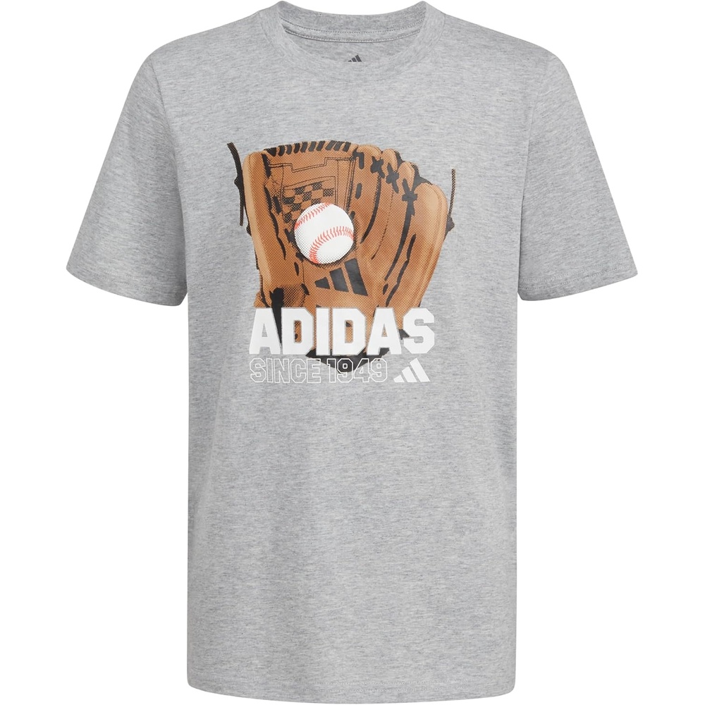 image:imageAdidas Boys Short Sleeve TShirt Sports Graphic Tee ShirtHeather Grey Baseball Glove