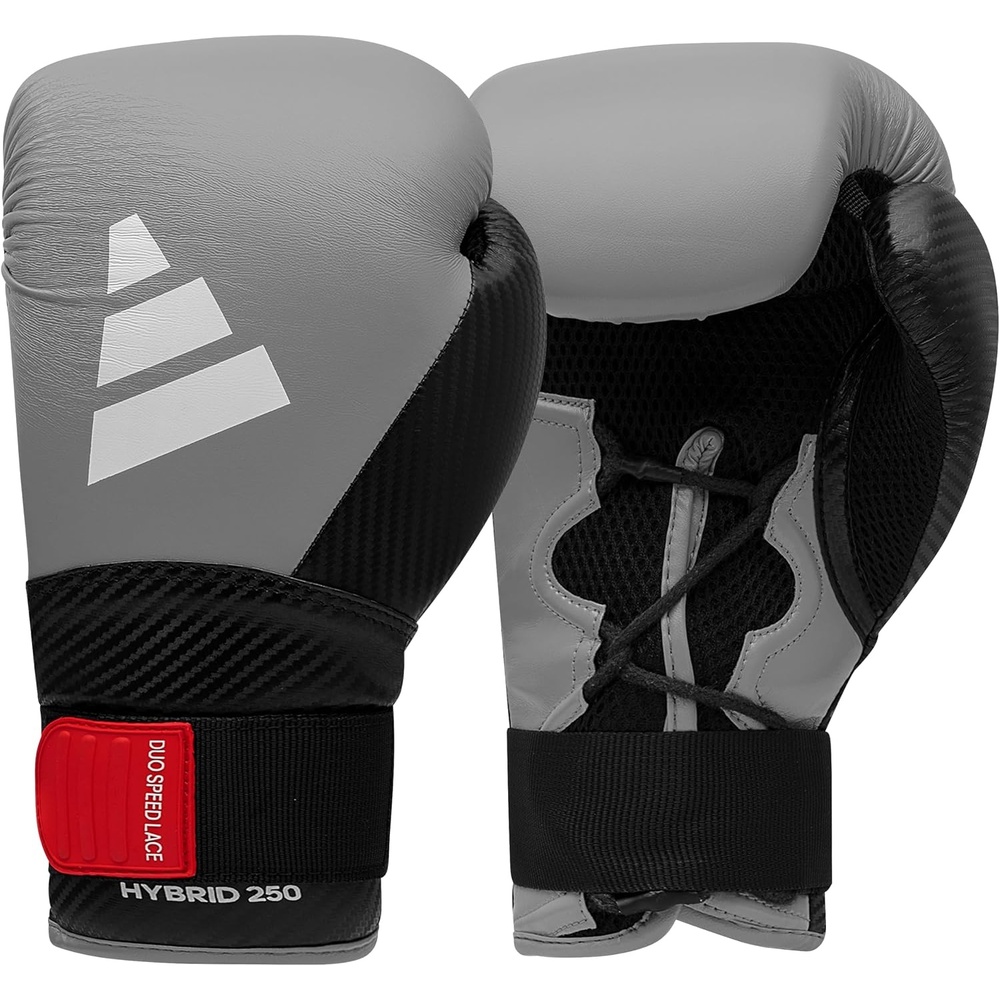 image:imageAdidas Hybrid 250 Boxing Gloves Boxing Kickboxing Sparring Bag Training or MMA Training BlackAsh Black White 12 oz 14 oz or 16 ozAsh 14 oz