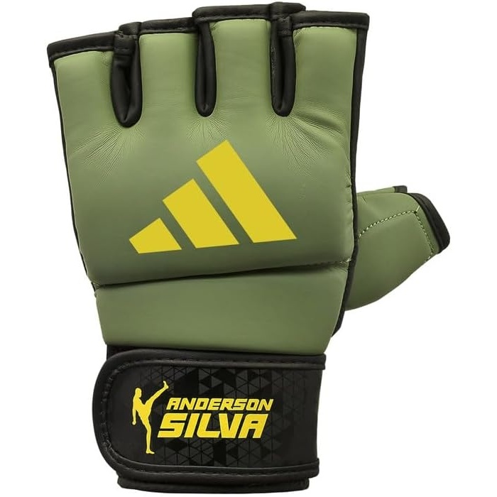 image:imageAdidas x Anderson Silva Everyday Use Training and Grappling Gloves  MMA Fight Style PU Outer Shell Tested and Designed by the LegendOrbit GreenBlackYellow