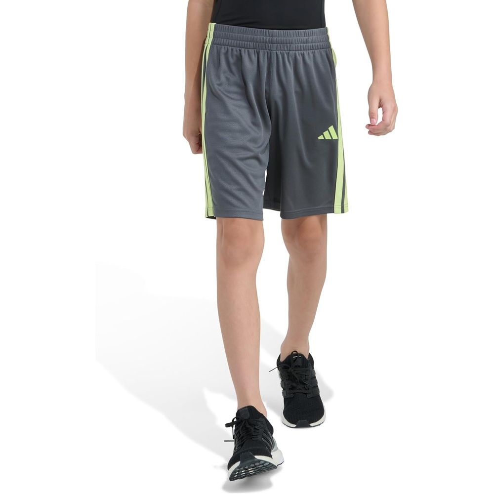 image:imageadidas 3Stripe Mesh Athletic ShortsGrey With Green