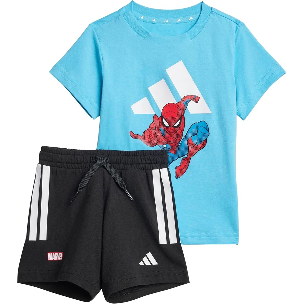 image:imageadidas Baby Girls Marvel SpiderMan TShirt SetBright CyanWhite