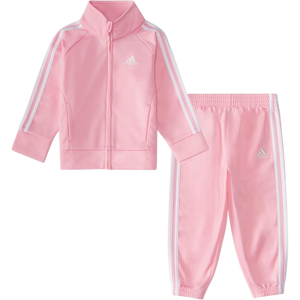 image:imageadidas Baby Girls Zip Front Classic Tricot Jacket and Joggers SetLight Pink