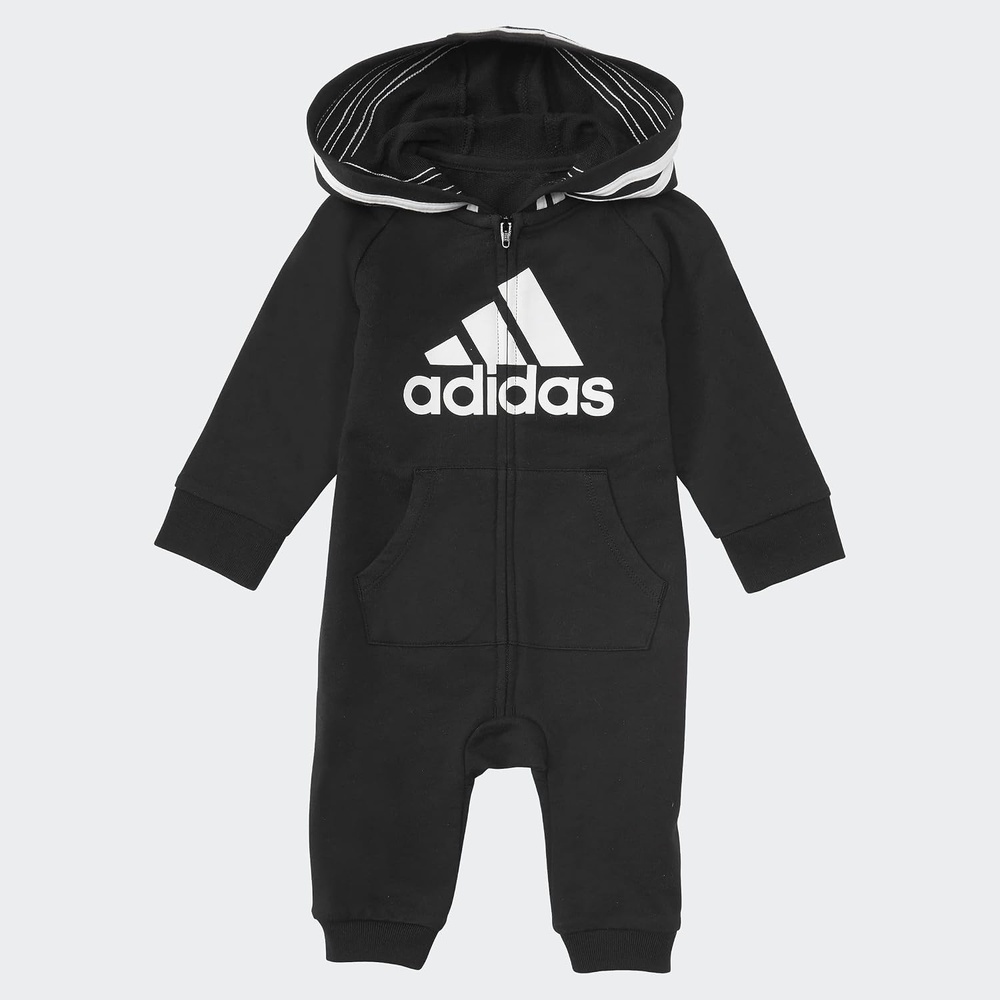 image:imageadidas Baby Long Sleeve Hoodie Jumpsuit OnePiece Footless RomperBlack
