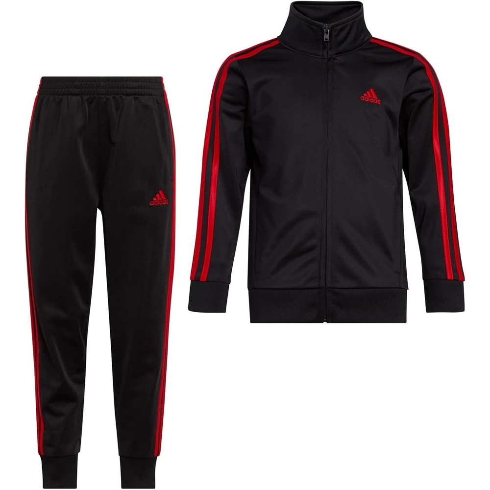 image:imageadidas Boys 2 Piece Classic Tricot Track SetBlack With Scarlet