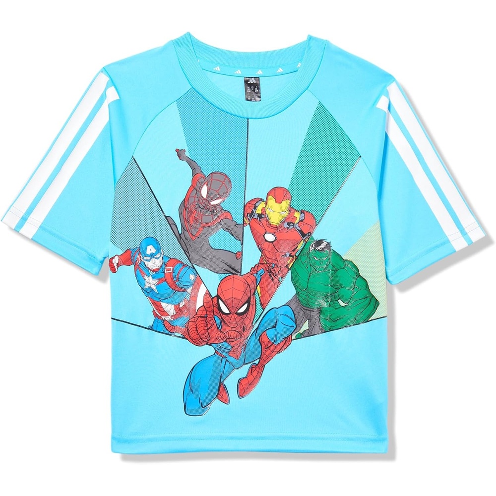 image:imageadidas Boys Marvel Spiderman TShirtBright CyanWhiteMulticolor