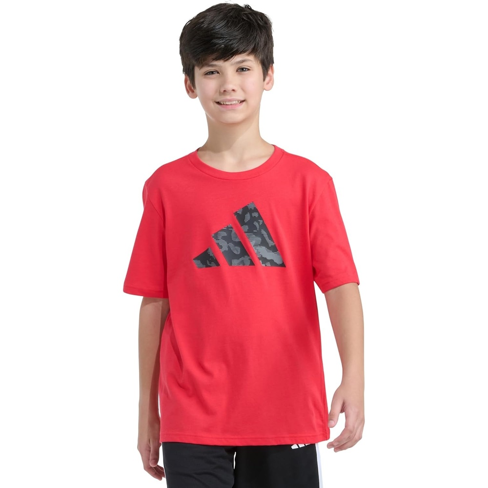 image:imageadidas Boys Short Sleeve TShirt Camouflage Logo TeePure Ruby