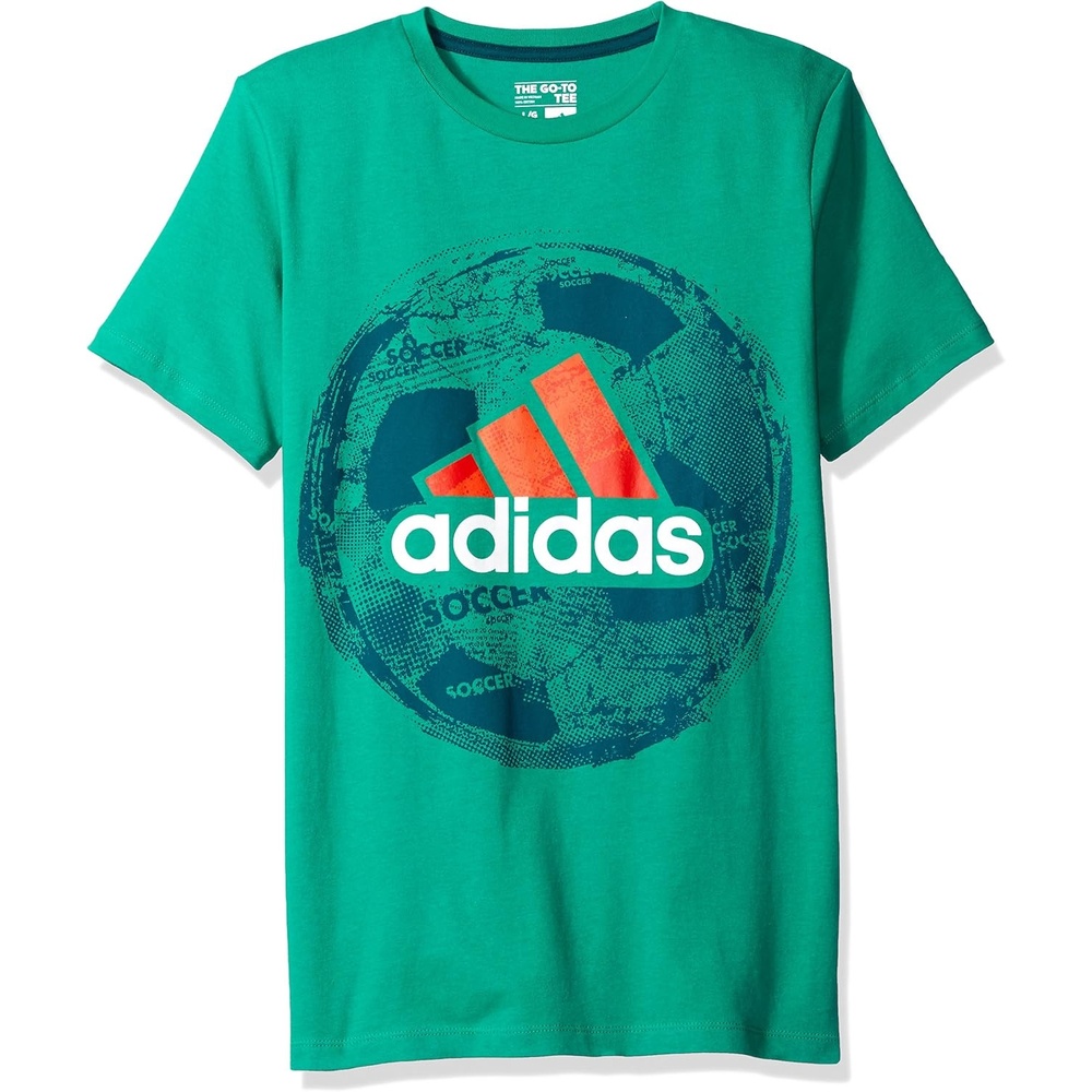 image:imageadidas Boys Short Sleeve World Cup Two Color Logo TeeAstro Green Soccer Ball