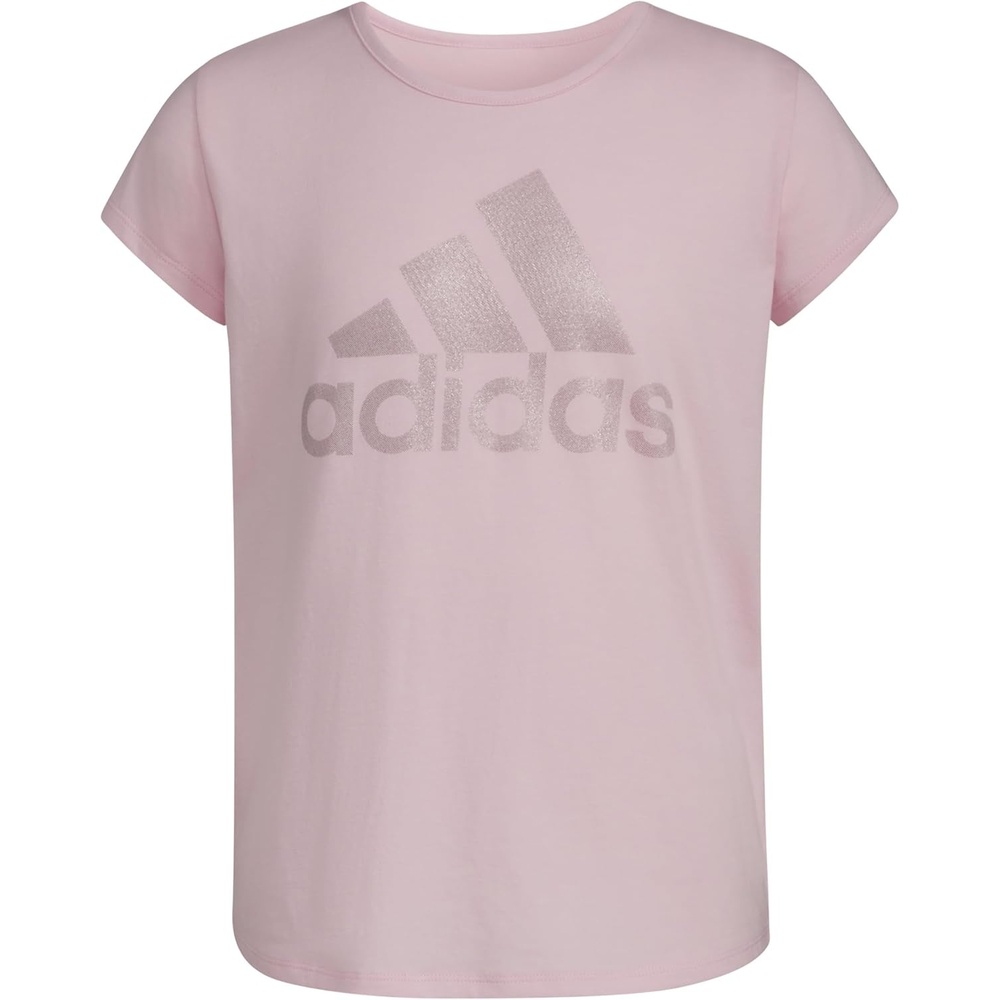 image:imageadidas Girls Short Sleeve Scoop Neck Tee TShirtPink Sparkle