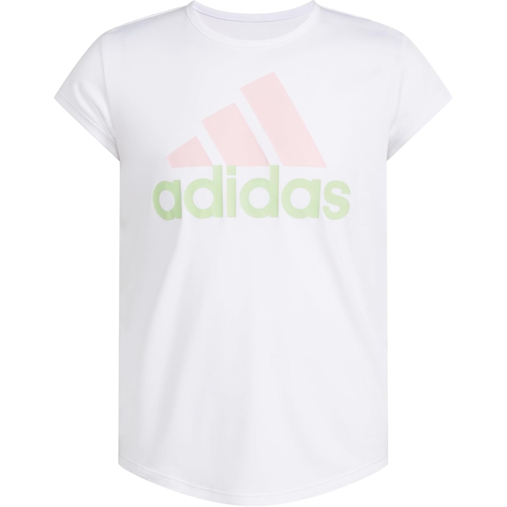 image:imageadidas Girls Short Sleeve Scoop Neck Tee TShirtWhite Twocolor Logo
