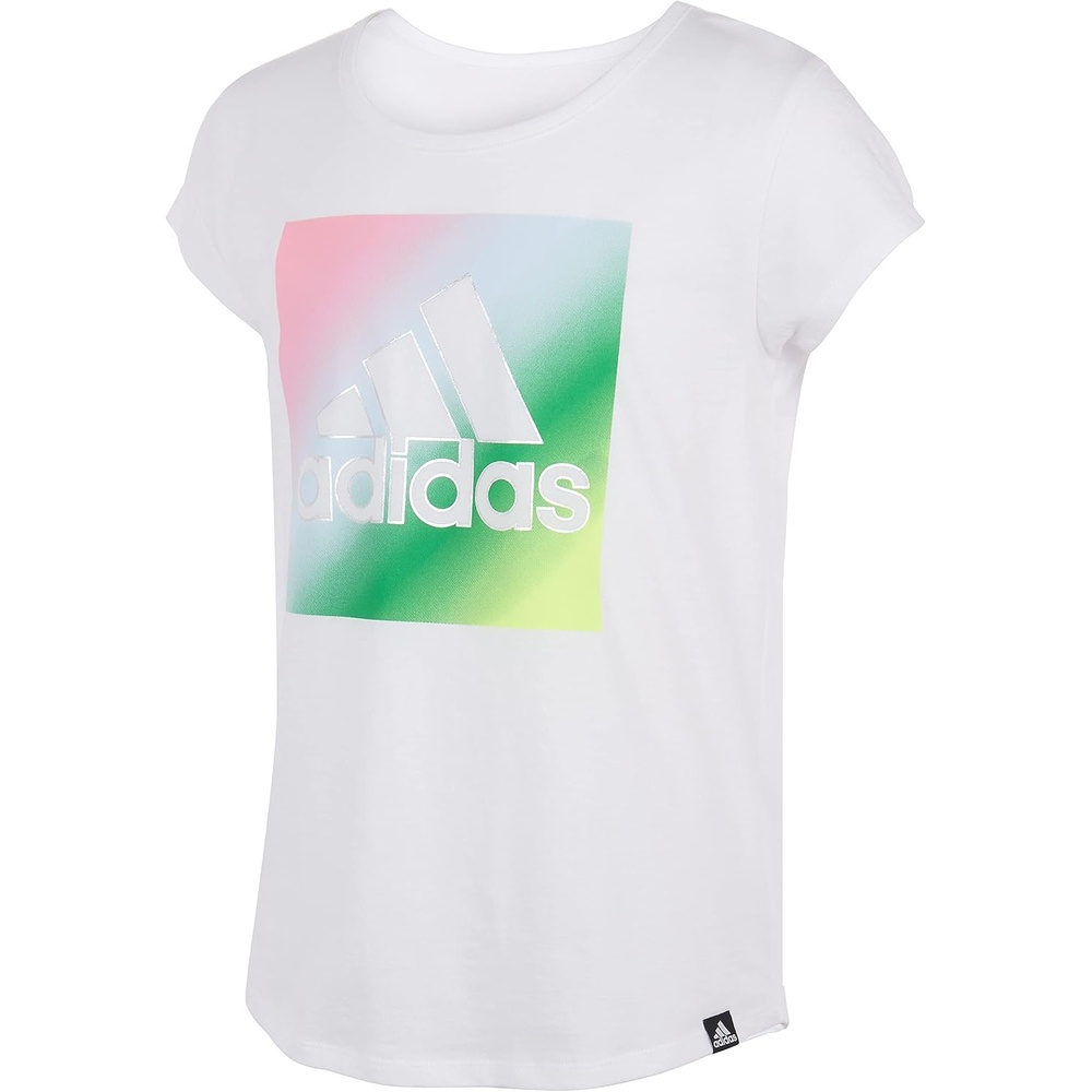 image:imageadidas Girls Short Sleeve Scoop Neck Tee TShirtWhite With Multicolor