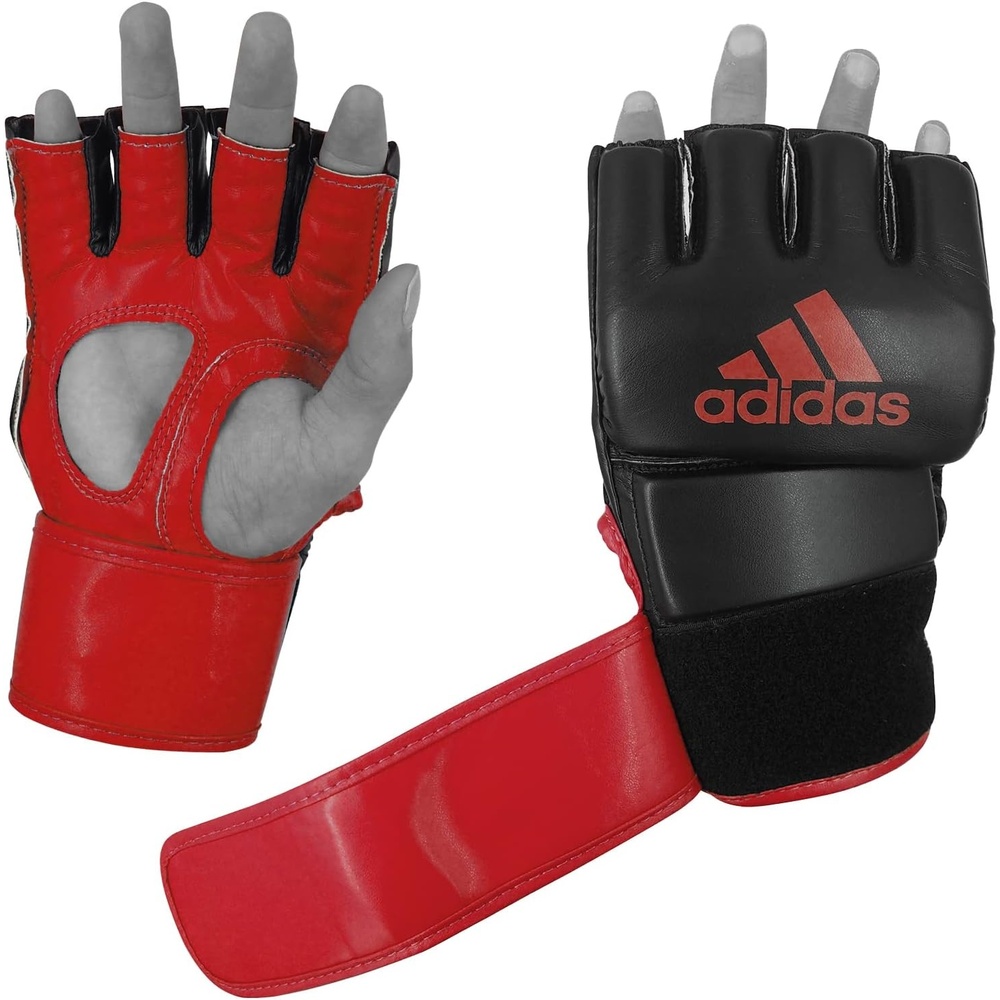 image:imageadidas MMA Grappling Hook amp Loop MMA Training Gloves for Men Women Unisex Gloves with Open Palm for MMA Boxing Kickboxing Training amp FitnessBlackChromium Red