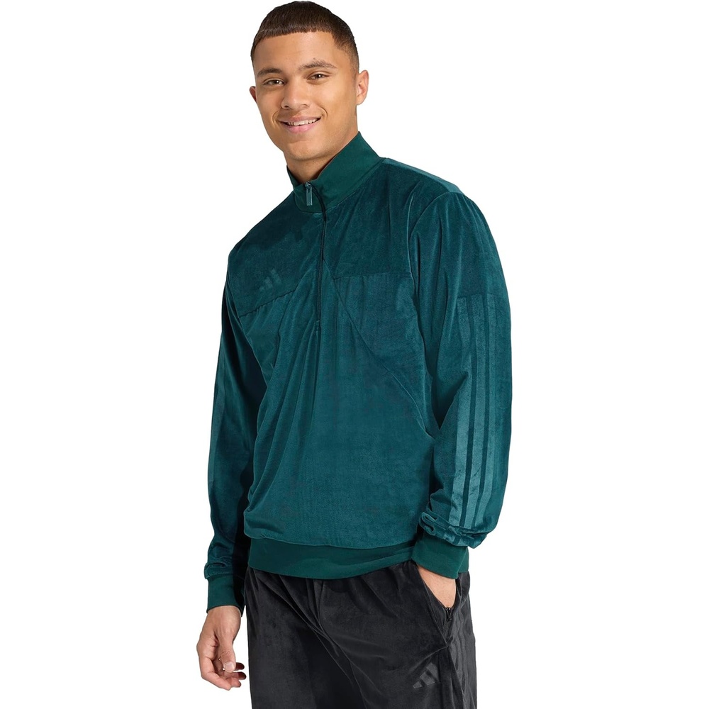 image:imageadidas Mens House of Tiro Velour Halfzip Track TopAurora Ivy
