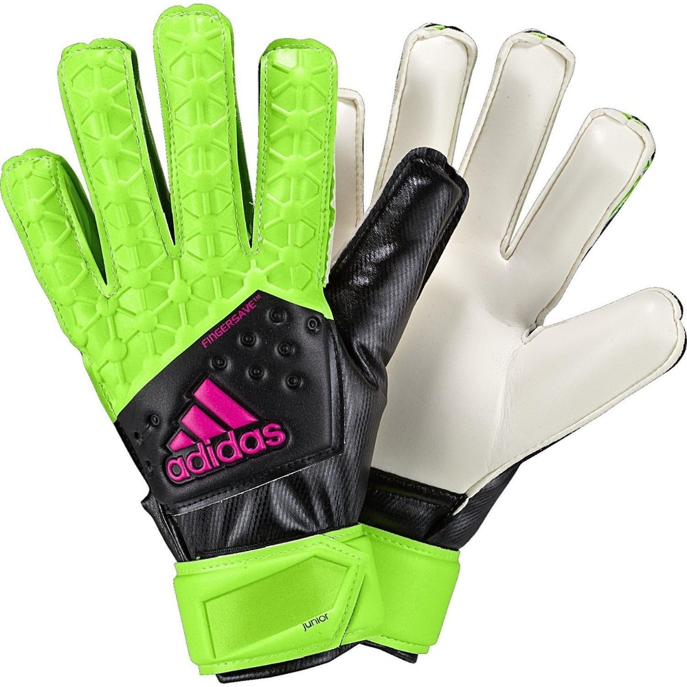 image:imageadidas Performance ACE Fingersave Junior Goalie GlovesSolar YellowBlackOnix Grey